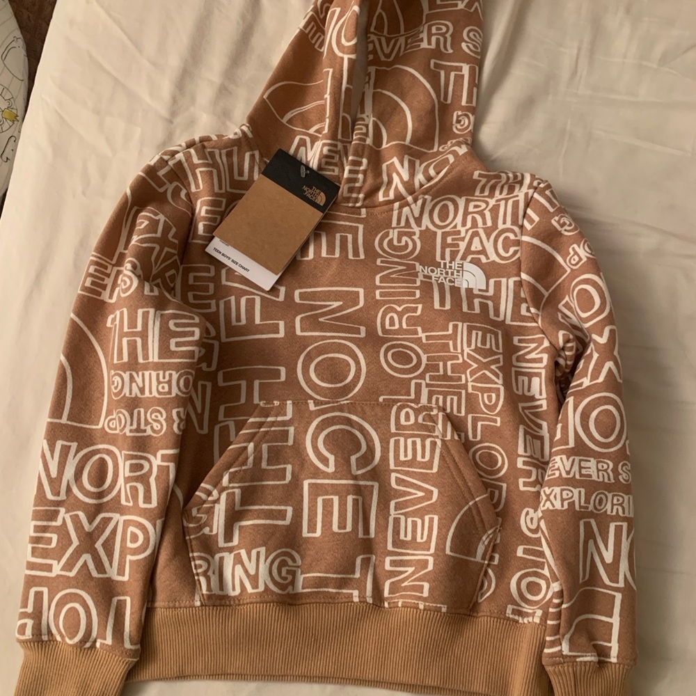 NWT The North Face Brown Hoodie with White Graphics